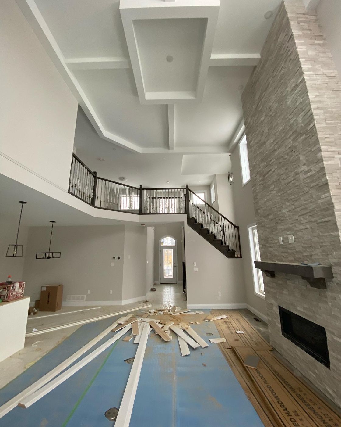 Estate — great room with coffered ceiling