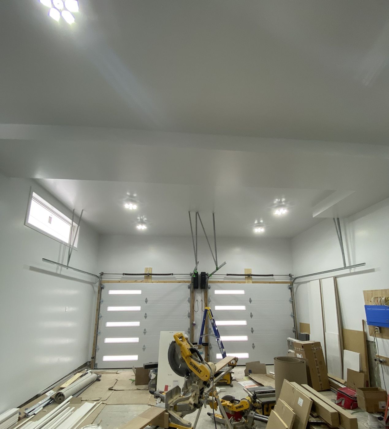 Garage — finished ceiling with lighting